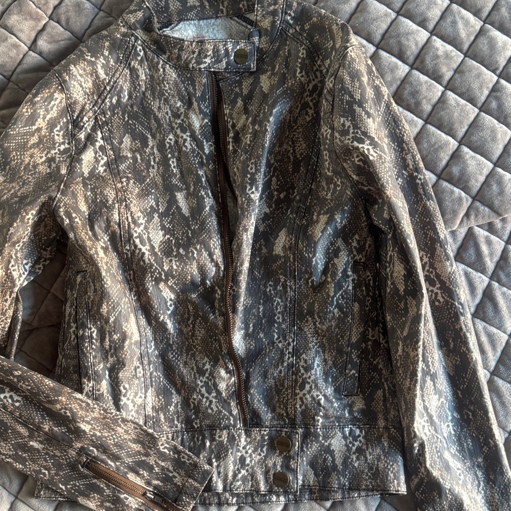 Sanctuary Snake Pattern Leather Jacket - Black and Brown